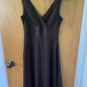 J. Crew 100% Silk Sophia Chiffon Brown with Polka dots, Sleeveless Dress, Size 4